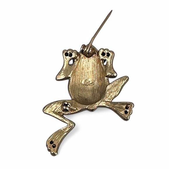 Lauren Conrad Leaping Frog Brooch Rhinestone Enamel Pin Gold Tone - Picture 4 of 5